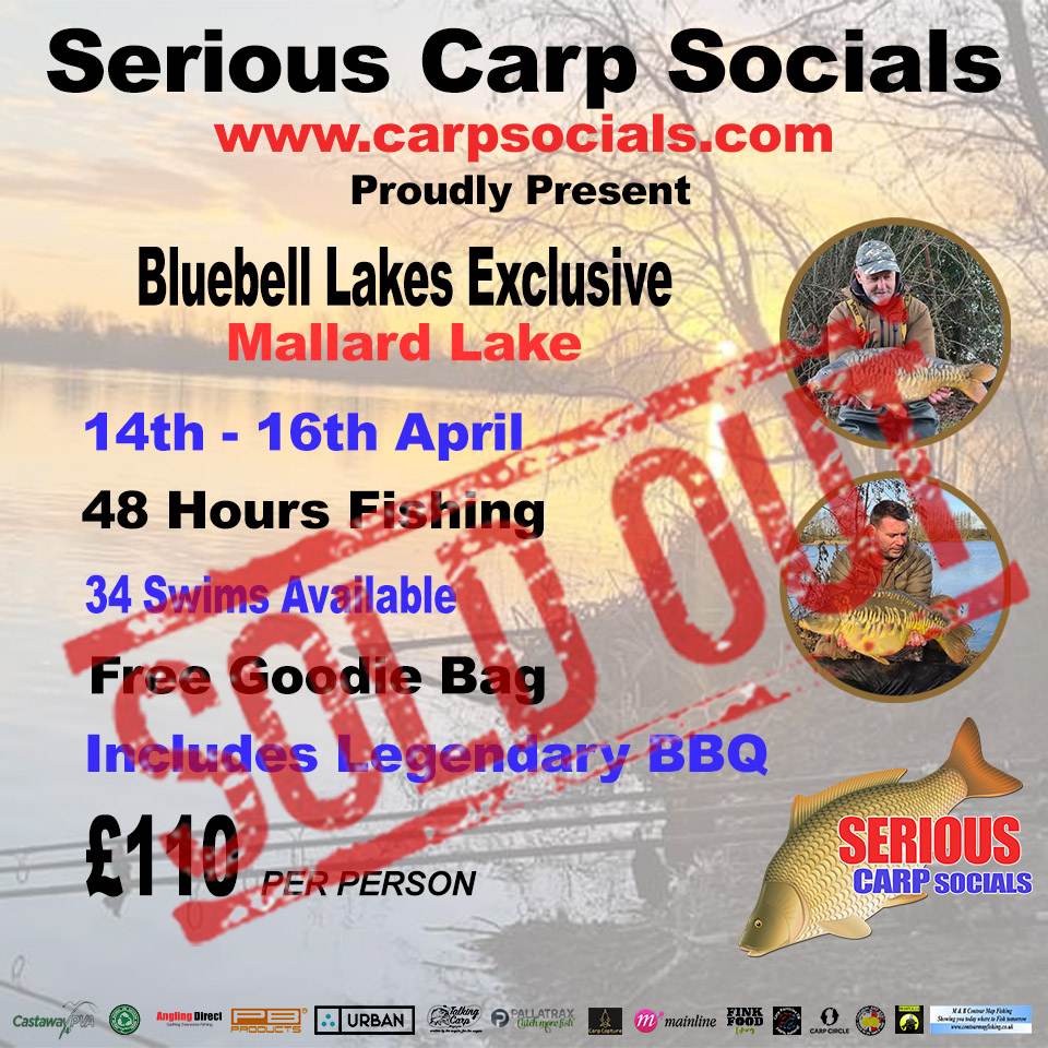 April 14th -16th:  Bluebell Lakes - Mallard lake, Peterborough