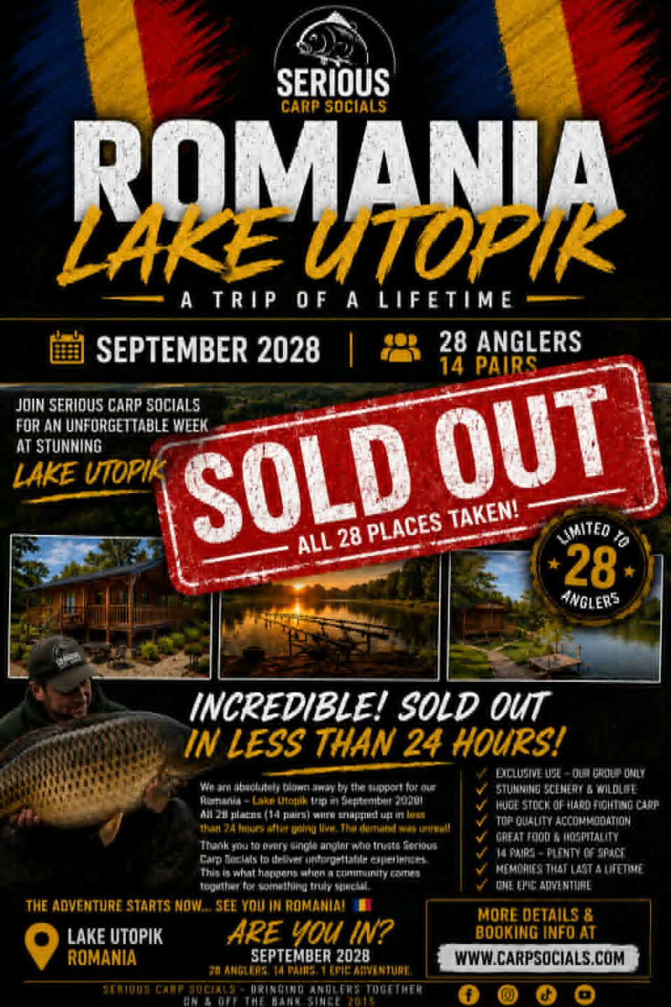 Lake Upotek(1 week, Exclusive Lake) Romania 2028: 2nd - 9th Sep 2028